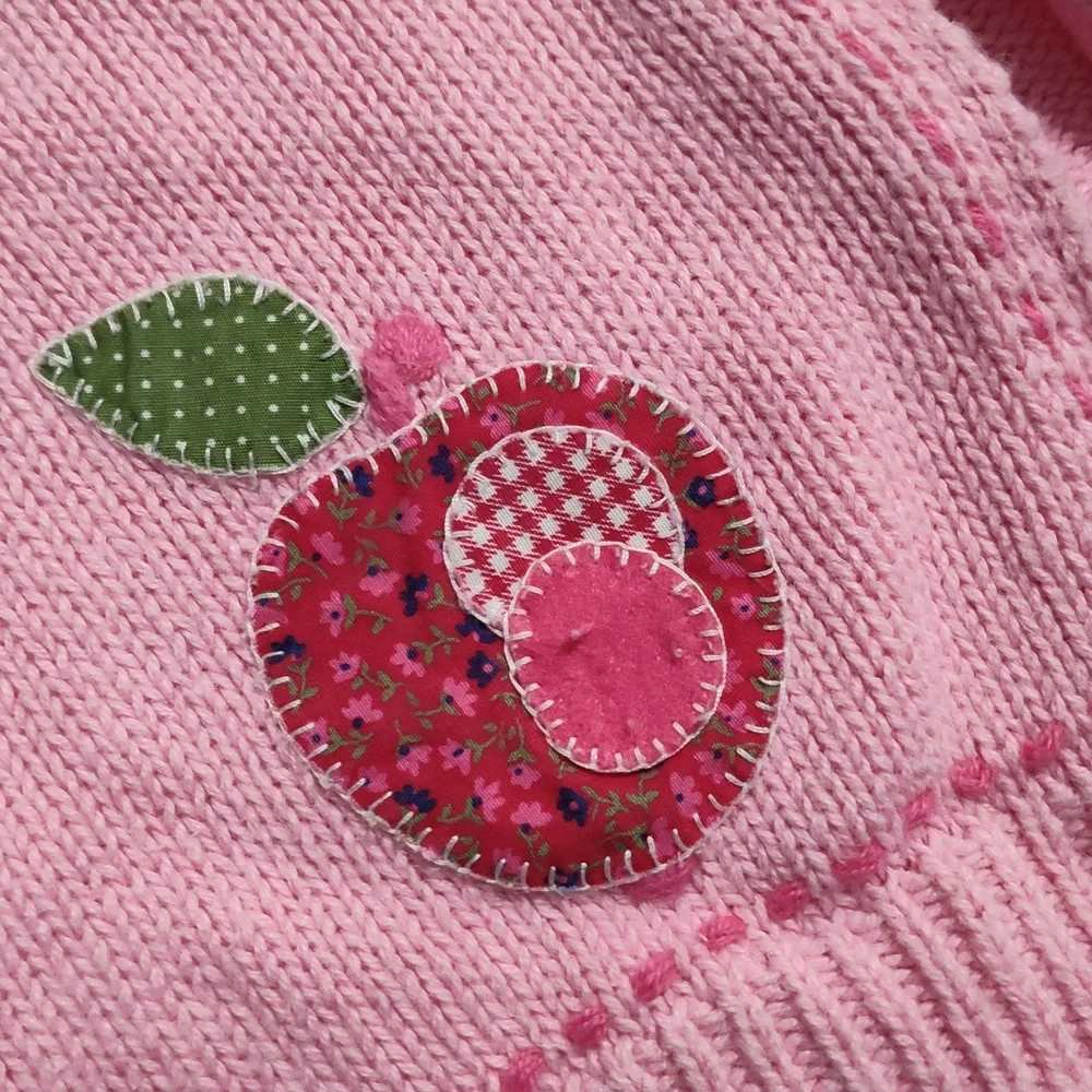 Y2K OshKosh B'gosh A For Apple Pink Knit Toddler Sweater 3pc Set 12/18m - Picture 8 of 11